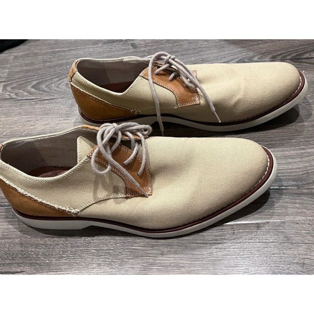 Chaps Men’s Canvas Lace-Up Casual Dress Shoes Beige/Tan Size 12M